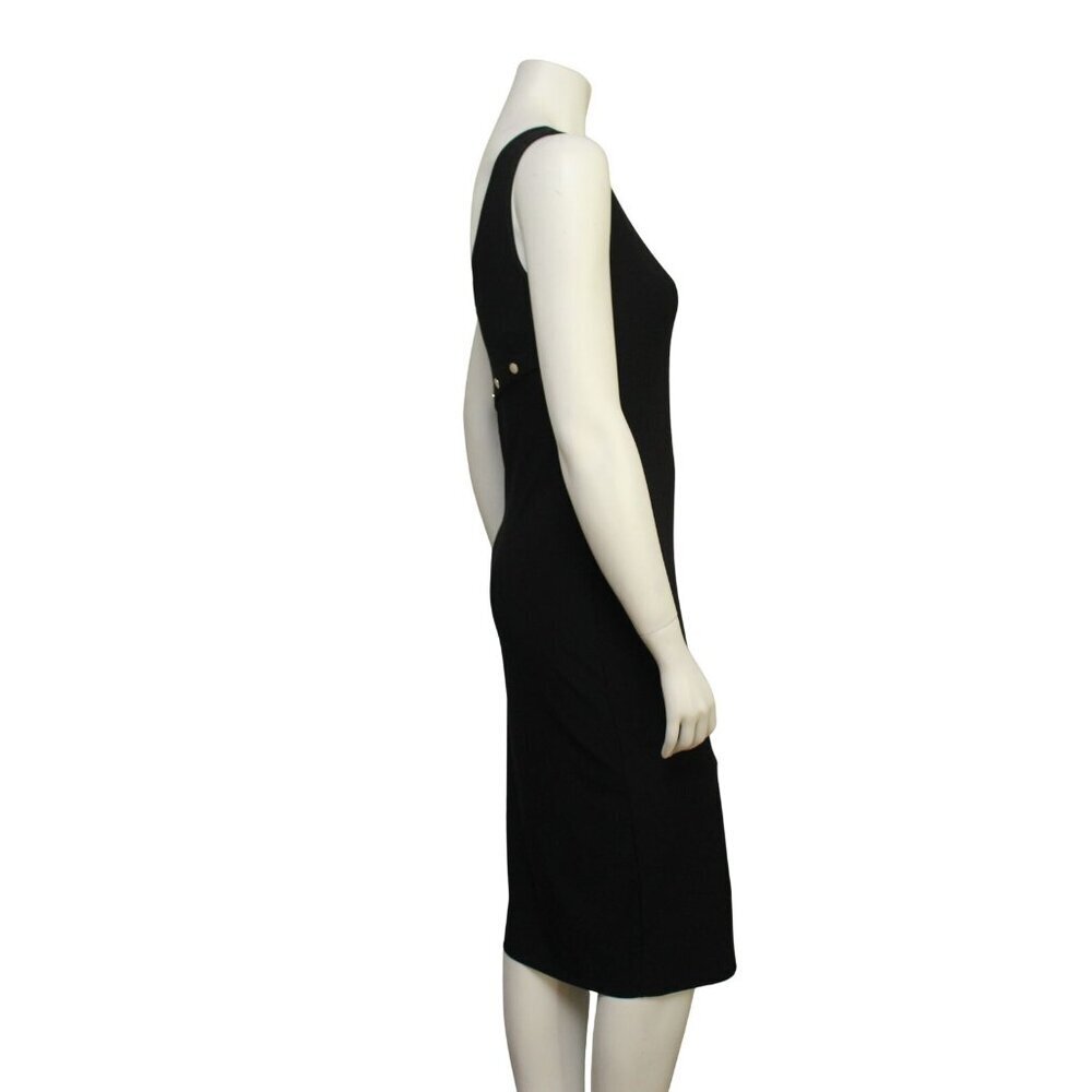 WHBM Black Matte Jersey Sleeveless Diagonal Button Detail Midi Dress Size S - Picture 3 of 8